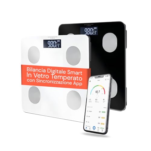 Wintem - Intelligente digitale Waage aus gehärtetem Glas mit App für vollständige Körperanalyse, großes LCD-Display, Step-On-Technologie und Mehrbenutzerfunktion zur Kontrolle des Gewichts Wintem - Intelligente digitale Waage aus gehärtetem Glas mit App für vollständige Körperanalyse, großes LCD-Display, Step-On-Technologie und Mehrbenutzerfunktion zur Kontrolle des Gewichts von Wintem