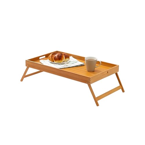 Wintem Klappbarer Frühstückstisch, 44 x 27 x 22,5 cm, aus Bambus, umweltfreundlich und langlebig, ideal auch zum Arbeiten am PC oder zum Lesen, robust und stabil, glatte Oberfläche, leicht zu reinigen von Wintem