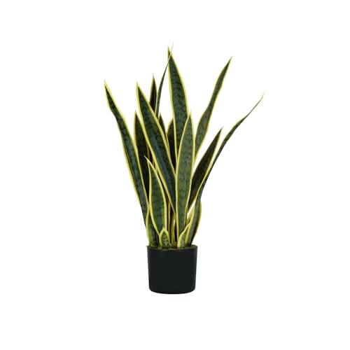 Wintem Künstliche Sansevieria-Pflanze mit 21 Blättern aus Polyethylen, Höhe 75 cm mit Topf Ø 15 x 12,3 cm – Kunstpflanze, ideal für Innenräume, Heimdekoration von Wintem