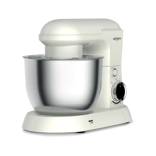 Wintem - Leiser Multifunktions-Planetrührer, 1500 W, mit Rezeptbuch und Zubehör, ideal für süße und herzhafte Teige, Mixer mit 10 Geschwindigkeiten und Pulse-Funktion, Schüssel aus Stahl 5 l von Wintem