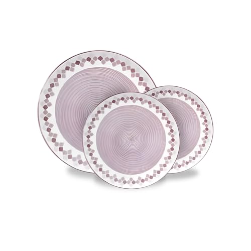 Wintem Modernes Teller-Set, 18-teilig, aus Porzellan mit Kalos-Dekor, elegantes Service für 6 Personen Wintem Modernes Teller-Set, 18-teilig, aus Porzellan mit Kalos-Dekor, elegantes Service für 6 Personen von Wintem
