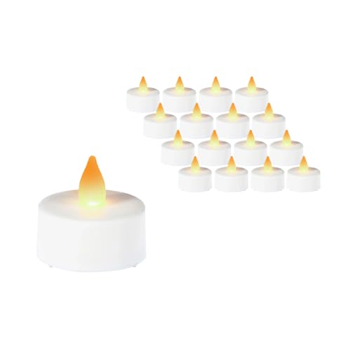 Wintem Set mit 16 künstlichen Kerzen mit batteriebetriebenem LED-Licht – weißer Sockel, warmes und oszillierendes Licht – ideal für die Schaffung einer entspannenden oder romantischen Atmosphäre – von Wintem