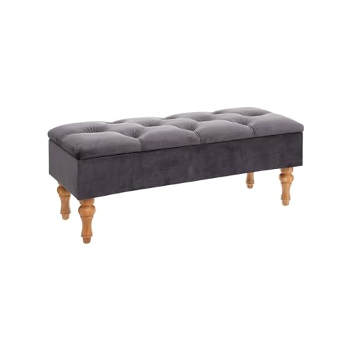Wintem Sitzbank aus grauem Samt, 102 x 38 x 41 cm, hergestellt aus robusten Materialien, langlebig und platzsparend, ideal für die Aufbewahrung von Gegenständen oder Kleidung im Schlafzimmer oder von Wintem