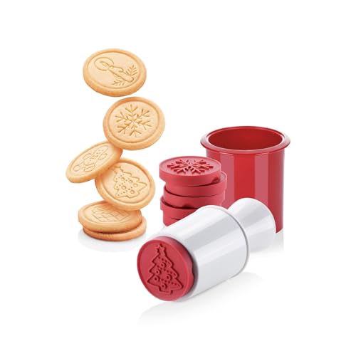 Wintem Stempel und 6 Weihnachtskeksformen aus Silikon 5,5 cm – sichere und langlebige Materialien – Formen mit verschiedenen Weihnachtsmotiven – einfach und praktisch zu bedienen – waschbar in der von Wintem