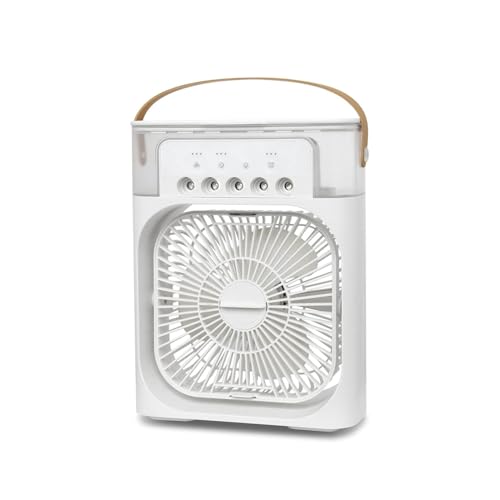Wintem - Tragbarer Ventilator, wiederaufladbar, USB, mit Zerstäuber, mehrfarbiger LED, Timer, Aromatherapie und 3 Geschwindigkeiten, kompakter Tischventilator 21 x 36 cm für Zuhause und Büro Wintem - Tragbarer Ventilator, wiederaufladbar, USB, mit Zerstäuber, mehrfarbiger LED, Timer, Aromatherapie und 3 Geschwindigkeiten, kompakter Tischventilator 21 x 36 cm für Zuhause und Büro von Wintem