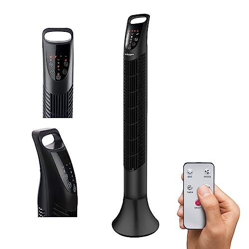 Wintem Vertikaler Ventilator 40 W mit Fernbedienung, Geschwindigkeitsregelung und Oszillation, 2 Ventilationen von Wintem
