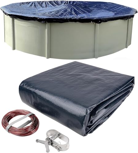 Winter Block Runde Pool-Winterabdeckung für oberirdische Pools, kälte- und UV-beständig, wetterfest und langlebig, Seilwinde und Kabel im Lieferumfang enthalten, 4,7 m von Winter Block