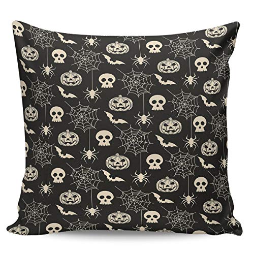 Winter Rangers Dekorativer Kissenbezug mit Halloween-Totenköpfen und Spinnweben, sehr weich, bequem, quadratisch, für Sofa, Schlafzimmer, 61 x 61 cm von Winter Rangers