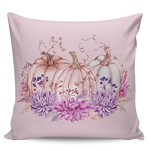 Winter Rangers Dekorativer Kissenbezug mit Herbst-Motiv, rosa Kürbisse, Herbsternte, saisonal, ultraweich, bequem, quadratisch, für Sofa, Schlafzimmer, 45,7 x 45,7 cm von Winter Rangers