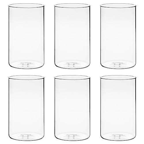 Winter Shore 15 cm Hohe Glasvasen für Tischdeko [6er-Pack] - Gläser für Kerzen, Blumen, Kieselsteine, Muscheln, Perlen & Windlicht Glas - Durchsichtige Glasvase Zylinder - Vasen Hochzeit Tischdeko von Winter Shore