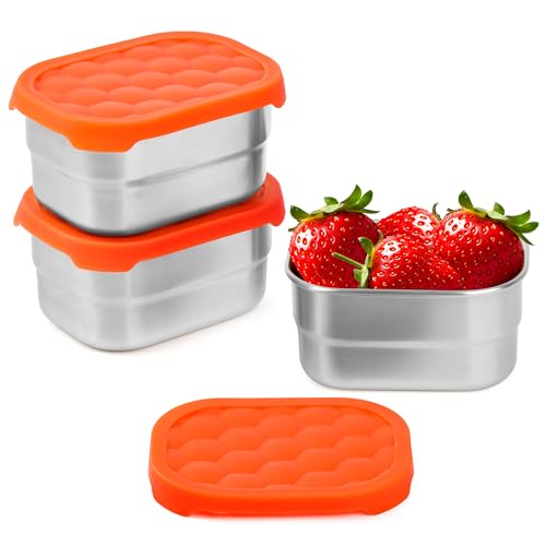 Winter Shore 230 ml Edelstahl-Snack Box mit Deckel aus Silikon (3er-Pack) - Kühlschrank-, Ofen-, Gefrierschrank- & Spülmaschinenfest - Kleine Dosen mit Deckel, Auslaufsichere Snackbox Klein für Kinder Winter Shore 230 ml Edelstahl-Snack Box mit Deckel aus Silikon (3er-Pack) - Kühlschrank-, Ofen-, Gefrierschrank- & Spülmaschinenfest - Kleine Dosen mit Deckel, Auslaufsichere Snackbox Klein für Kinder von Winter Shore