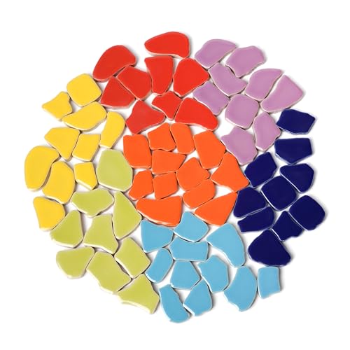 Winter Shore 450 g Keramik-Mosaik Fliesen [7 Farben] - Mosaik Bastelset für Außendekorationen, Tische, Trittsteine, Buntglas & Handwerk - Wasserfeste, Unregelmäßig Geformte Mosaiksteine für Draußen von Winter Shore
