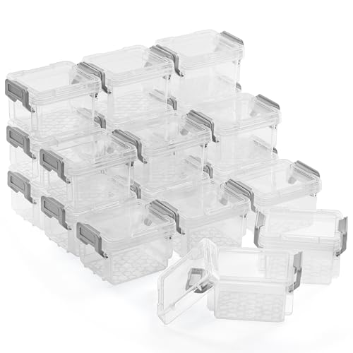 Winter Shore Aufbewahrungsbox mit Deckel Klein [20er-Pack] - Stapelbare Aufbewahrungsboxen Klein für Kunstbedarf, Aufkleber, Eisenwaren - Aufbewahrungsbox Perlen mit Schnappverschlüssen - 9 x 7 x 5 cm von Winter Shore