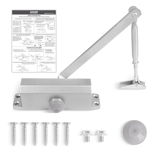 Winter Shore Automatischer Türschließer - Hydraulischer Türschließer Feder mit Teleskoparm - Türschließer Innentür Größe 3, Einstellbare Schließgeschwindigkeit - Robuste Aluminiumlegierung - Silber von Winter Shore