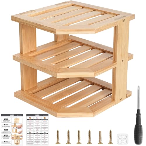 Winter Shore Teller Organizer Schrank aus Holz - Platzsparendes Küchenregal Arbeitsplatte - Eckregal Holz - Praktisches Eckregal Stehend für den Küchenschrank - Elegantes Eckregal Küche für Gewürze Winter Shore Teller Organizer Schrank aus Holz - Platzsparendes Küchenregal Arbeitsplatte - Eckregal Holz - Praktisches Eckregal Stehend für den Küchenschrank - Elegantes Eckregal Küche für Gewürze von Winter Shore