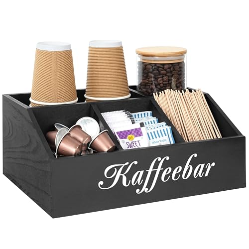 Winter Shore Kaffee Organizer aus Holz für die Arbeitsplatte - Moderner Gewürz- & Coffee Bar Organizer für Büro - Küchenarbeitsplatten-Organizer - Coffee Station & Bar Zubehör für Snacks im Pausenraum von Winter Shore
