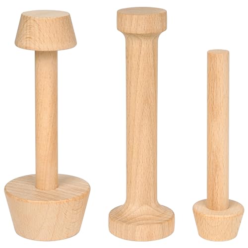 Winter Shore Kartoffelstampfer Holz [3 Größen] - Doppelseitiger Krautstampfer für Sauerkraut, Torten, Teig, Mini-Eier- & Käsekuchen - Lebensmittelechtes Backen Zubehör zum Pressen & Formen von Winter Shore