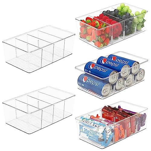 Winter Shore Küchenschrank Organizer [5er-Pack] - Aufbewahrungsbox Küche für Snacks, Gewürze, Getränke - Durchsichtige Küchen Organizer Aufbewahrung mit 4 Fächern & Herausnehmbaren Trennwänden von Winter Shore