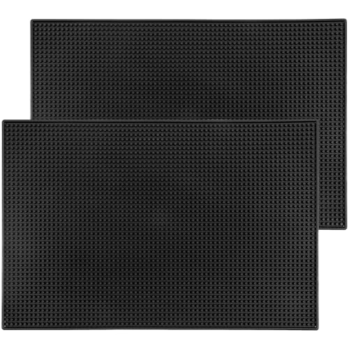 Winter Shore Schwarze Bar Matte (2er-Pack) - Dicke, Langlebige PVC Abtropfmatte Geschirr, Arbeitsplatten, Barkeeper-Zubehör & Cocktailgläser - Restaurant, Küche, Pub & Bar Zubehör Theke - 45 x 30 cm von Winter Shore