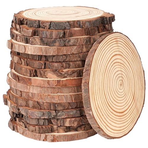 Winter Shore Unbehandelte Holzscheiben zum Basteln [16er-Pack] - Holzplatte Rund für Tafelaufsätze - Rustikale Holzscheiben Deko für Weihnachten, Herbst, Hochzeiten, Basteln & Malen - 12,5-14 x 1 cm von Winter Shore