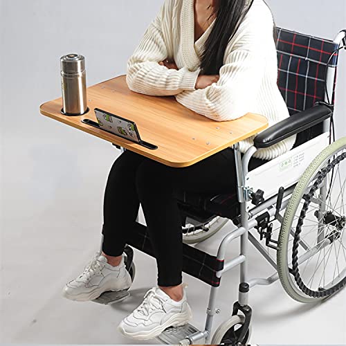 Winter Rollstuhl-Tablett-Tisch, Abnehmbarer Holz-Rollstuhl-Tablett Esstisch Rollstuhl-Zubehör mit Handy-Ständer, medizinischer tragbarer Universal-Tablett-Schreibtisch (Color : A) von Winter