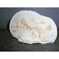 Ausgefallene Holz Handgeschnitzte Überdachte Brücke Winter Schneemann Landszene Primitive Kunstwerk Tischplatte von WinterFinds