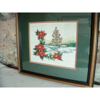 Gerahmte Handgemachte Kreuzstich Wildnis Landschaft von WinterFinds