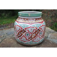 Große Handgemachte Keramik Vase Kanne Topf Handbemalt von WinterFinds
