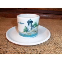 Handgemachter Keramik Kerzenhalter Leuchtturm Shore Maine Rocky Ocean von WinterFinds