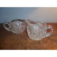 Paar Geschliffene Glas Servierstücke Milchkännchen Und Zuckerdose Prescut von WinterFinds