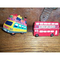 Paar Reise-Souvenir-Kühlschrank-Magnete Busse London England St Thomas Jungferninseln-Kühlschrank-Karibik von WinterFinds