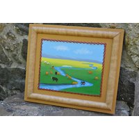 Unglaubliches Leder Wandkunst Handarbeit West Landschaft Gehöft Rinder Cowboy Tooled von WinterFinds