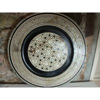Unglaubliches Riesiges Handgemachtes Wanddekor Antik Tischplatte Perlmutt Inlay von WinterFinds