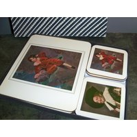 Vintage Untersetzer Und Tischsets Cork Backed England Cambridge Series Old Masters 12 Stück Cotswood von WinterFinds