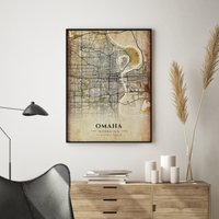 Omaha Antiker Stadtplan Poster - Antike Karte Druck Wandkunst Perfektes Geschenk Büro Dekor Kunst von WinterMuseo