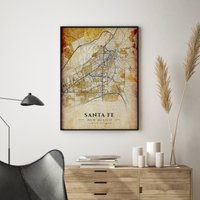 Santa Fe Antiker Stadtplan Poster - Antike Karte Druck Wandkunst Perfektes Geschenk Büro Dekor Kunst von WinterMuseo