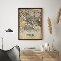 Tucson Antiker Stadtplan Poster - Antike Karte Druck Wandkunst Perfektes Geschenk Büro Dekor Kunst von WinterMuseo