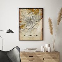 Wilmington Antiker Stadtplan Poster - Antike Karte Druck Wandkunst Perfektes Geschenk Büro Dekor Kunst von WinterMuseo