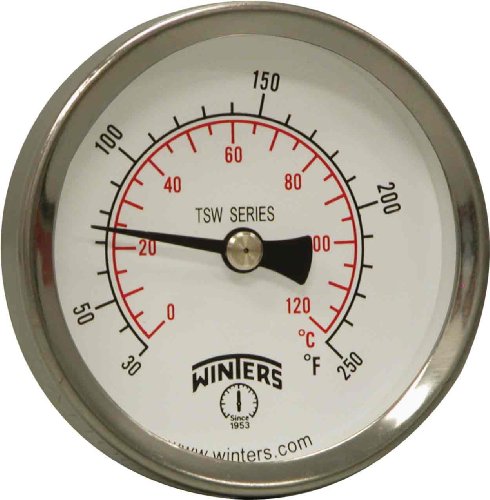 Winters TSW174LF Lead free Well Hot Water Thermometer, 1/2 NPT, 30 to 250 degrees F, 1% accuracy by Winters von Winters