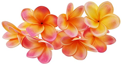 Künstliche Lei-Blumen, hawaiianische Blüten, Latex, für Hochzeitsstrauß, Partys, Feste, 10 Stiele Orange+Pink von Winterworm