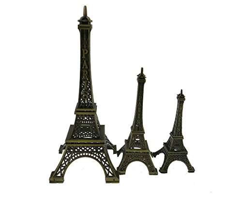 Winterworm 3er-Pack Vintage Eiffelturm Architektur Bronze 3D Craft Art Statue Model Replica des berühmten Paris Landmark Ornament für Cake Decor Desk Dekoration von Winterworm