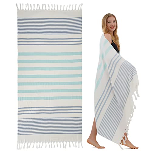 Winthome Hamamtuch Weich- Strandtuch Leicht Platzsparend, Handtuch Saugstark, Schnelltrocknend, Badetuch Baumwolle Sandfrei Vielseitiges für Damen Herren Saunahandtuch Strandkleider (1 Pack, 75x150cm) von Winthome