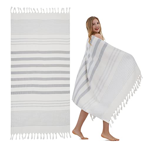 Winthome Hamamtuch Weich- Strandtuch Leicht Platzsparend, Handtuch Saugstark, Schnelltrocknend, Badetuch Baumwolle Sandfrei Vielseitiges für Damen Herren Saunahandtuch Strandkleider (1 Pack, 75x150cm) von Winthome