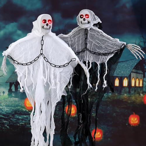 Winuoyang Skelett in Ketten, Geister-Set, Halloween-Dekorationen für drinnen und draußen, Party-Dekoration, bewegliche Hände, fliegende Geisterschädel für den Außenbereich, Hof, Spukhaus, Totenkopf Winuoyang Skelett in Ketten, Geister-Set, Halloween-Dekorationen für drinnen und draußen, Party-Dekoration, bewegliche Hände, fliegende Geisterschädel für den Außenbereich, Hof, Spukhaus, Totenkopf von Winuoyang