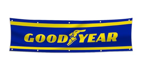 Goodyear Reifenflaggen-Banner, 60 x 2,4 m Flaggen mit 10 Messingösen für Studentenwohnheim-Dekoration, Outdoor, Geschenk, Innenbereich, Garage, Zuhause, Haus von Winuxury