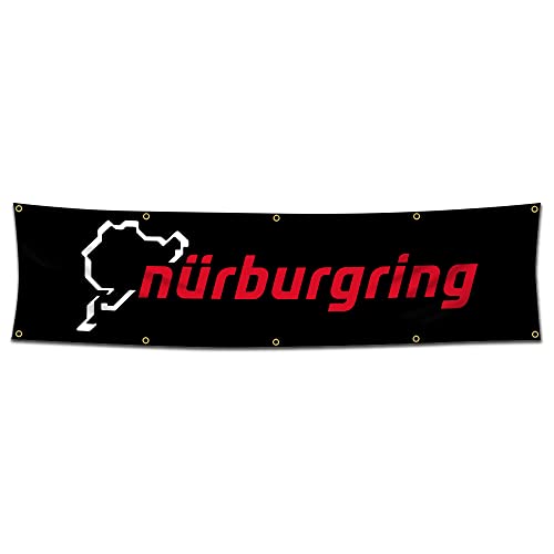 Nürburgring-Flagge, 2 x 2,4 m Rennwagen-Banner mit 10 Messingösen für Garage, Laden, Wanddekoration, Flaggen von Winuxury