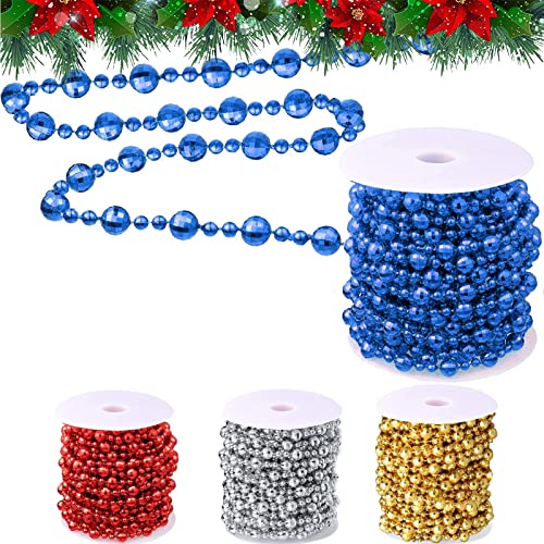 15M Weihnachtsbaum Perlengirlande Christbaumschmuck Perlenband | Perlendurchmesser 8mm&4mm | Christbaumkette Dekoration (Blau) von Winwild