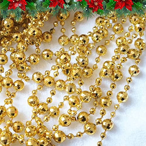 15M Weihnachtsbaum Perlengirlande Christbaumschmuck Perlenband | Perlendurchmesser 8mm&4mm | Christbaumkette Dekoration (Gold) von Winwild