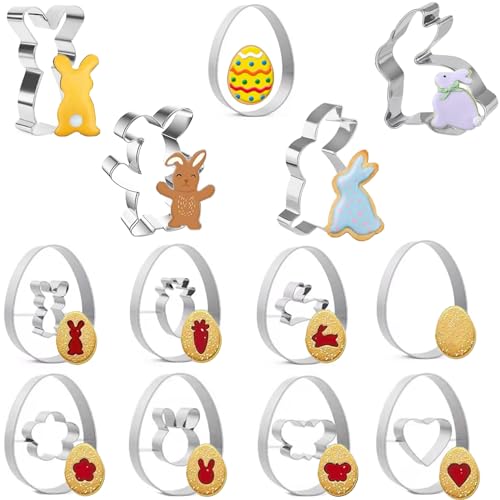 Ausstechformen Ostern 13 Stück Linzer Ausstecher Ostern Hasen Osterei Ausstechform Linzer Keksausstecher Ostern Plätzchenausstecher Hasenausstecher Set für Kekse Plätzchen Fondant Ostern von Winwild