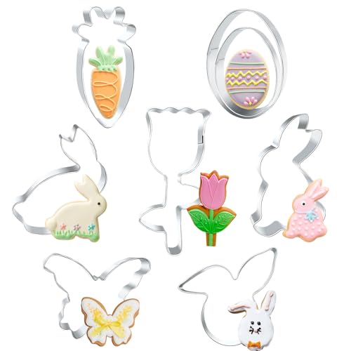 Osterausstecher Set,8 Stück Edelstahl Oster Keksausstecher Frühling Ausstechformen Osterhasen Ausstecher Plätzchen Ausstecher Hase Ausstechform Osterhase Keksform für Osterkekse Backen Kinder von Winwild